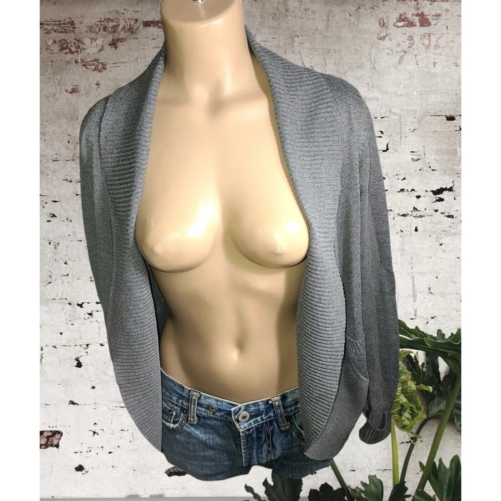 Say What? Vintage Open Front Textured Cardigan Gray Size S Cotton Poly Blend